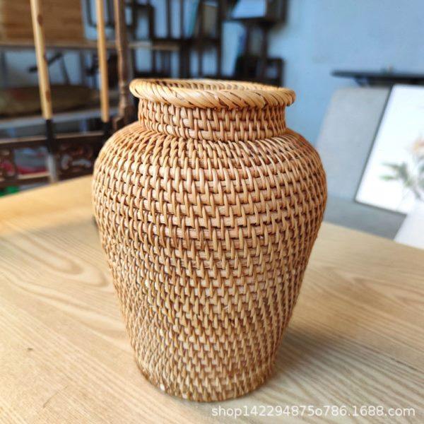 越南秋藤编简约手工花家居客厅干花插花北欧装饰花器花篮摆件,收纳整理,脏衣篮,淘宝优惠券,粉丝福利购,淘宝优惠卷