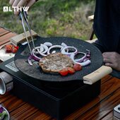 LTHW旅腾户外加厚煎烤盘露营野餐烤肉盘不粘麦饭石烧烤盘平底铁盘