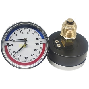 轴向温度压力一体表WY 60Z分水器地暖压力表10bar16bar120气压