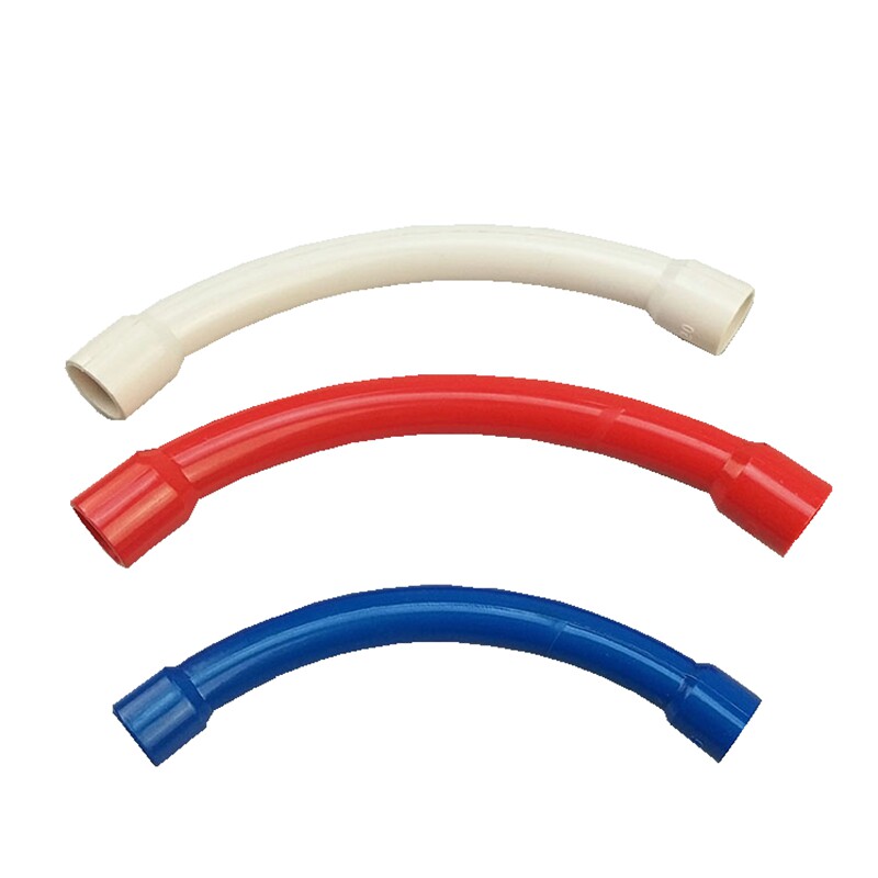 pvc16 20 25机制小月弯90度大弯头红蓝白 小弧弯大弧弯过桥弯公母