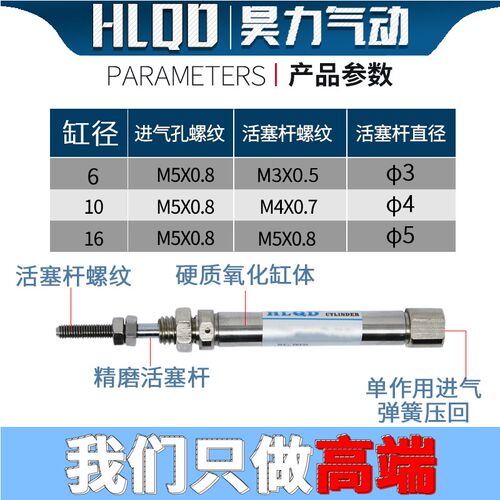 PB单动双动型小型迷你气动气缸PB/PSB6-5-10-15-20-30-40-50-SR