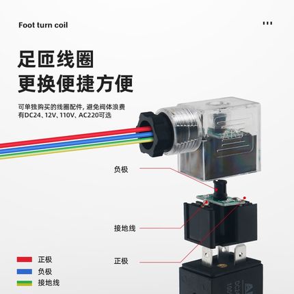 二位三通电磁阀3V110-06/3V210-08/3V310-10/3V410-15/全电压线圈