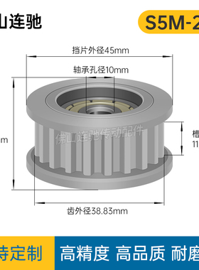 同步轮S5M25齿 中心轴承 涨紧轮 调节导向轮惰轮AHTF25S5M100