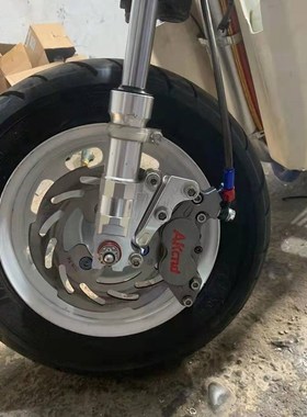 台版9.2CM Dio50ZX改装鲍鱼大对四HF6 刹车卡钳转接码180/190碟盘