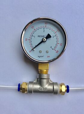 4kg/cm2压力表带4mm外径气管三通接头 压力表直径60mm y-60加三通
