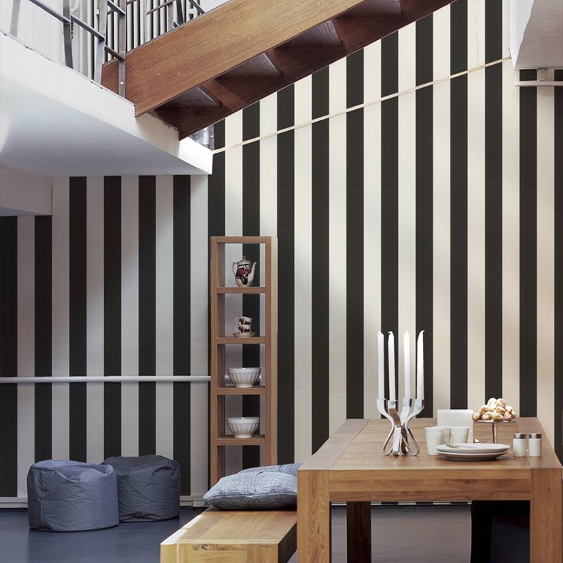 德国风格简约墙纸环保无缝墙布现B代轻奢竖条纹卧室背景墙壁纸壁