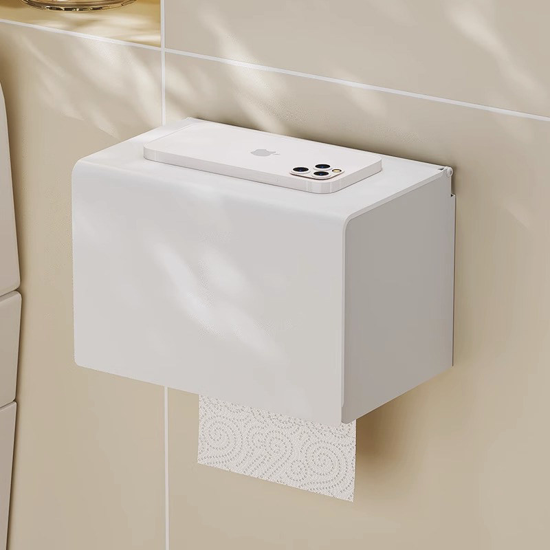 白色纸巾架厕纸盒卫生间抽纸架免打孔抽纸K盒置物架厕所防水纸巾