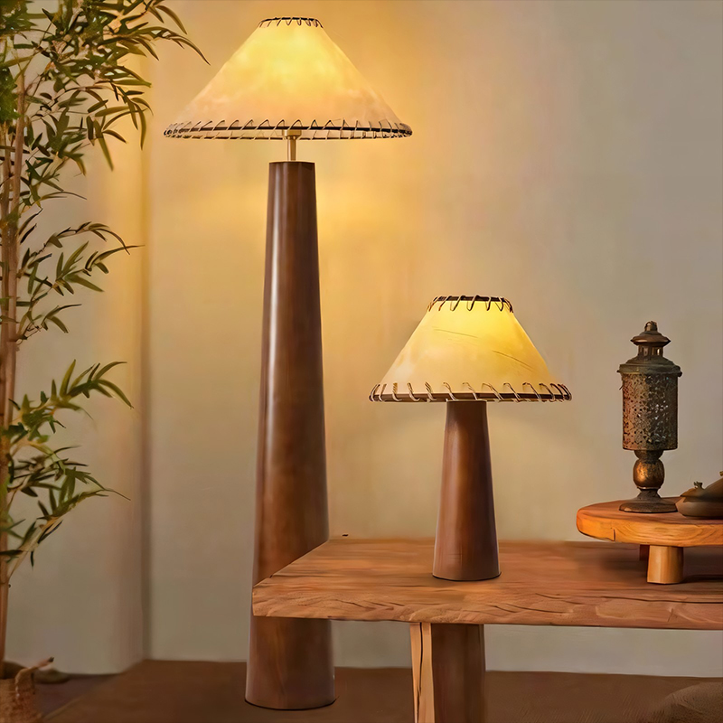 中式落地灯民宿原木风日式客厅卧室书房禅意茶P室氛围实木立式台
