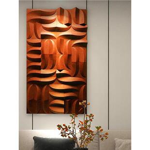 现代艺术壁画抽象木雕入口纹理装饰画销售部客厅立体浮雕风俗挂画