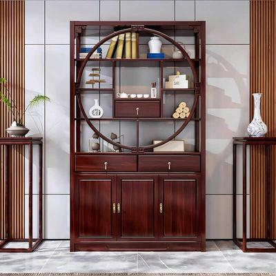 新中式乌金木书房多功能博古架现代风格置物摆放遮挡简约展示柜