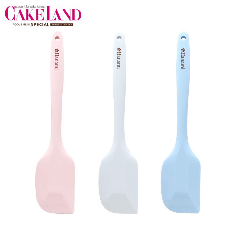 日本进口CakeLand花见Hanami一体式钢芯彩色硅胶刮刀3色 烘焙工具