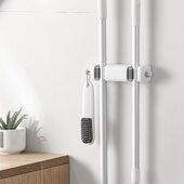 卫生间门后拖把收纳夹子免打孔壁挂式 拖把置物配件多功能扫把挂钩