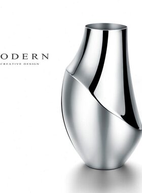 摩登MODERN北欧简约不锈钢花瓶轻奢样板房软装饰客厅摆件插花花器