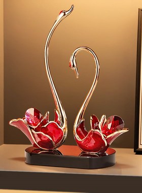 轻奢摆件天鹅家居玄关柜精致客厅茶几桌面M摆件结婚送礼喜庆装饰