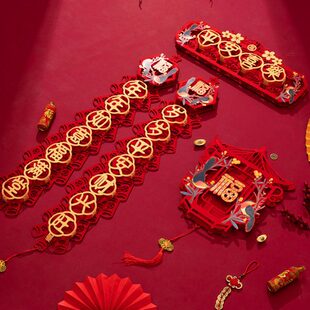 新年2025房间装饰工厂对联烫金扇形文创大门食堂2025春联对联门画