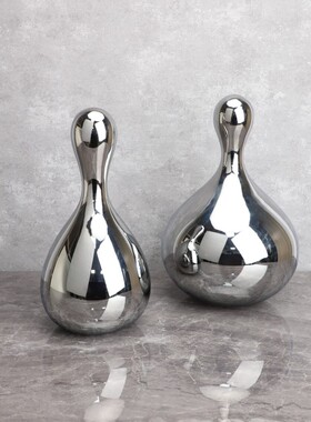 北欧现代简约轻奢玻璃滴水几x何样板间家居客厅电视柜软装大小摆