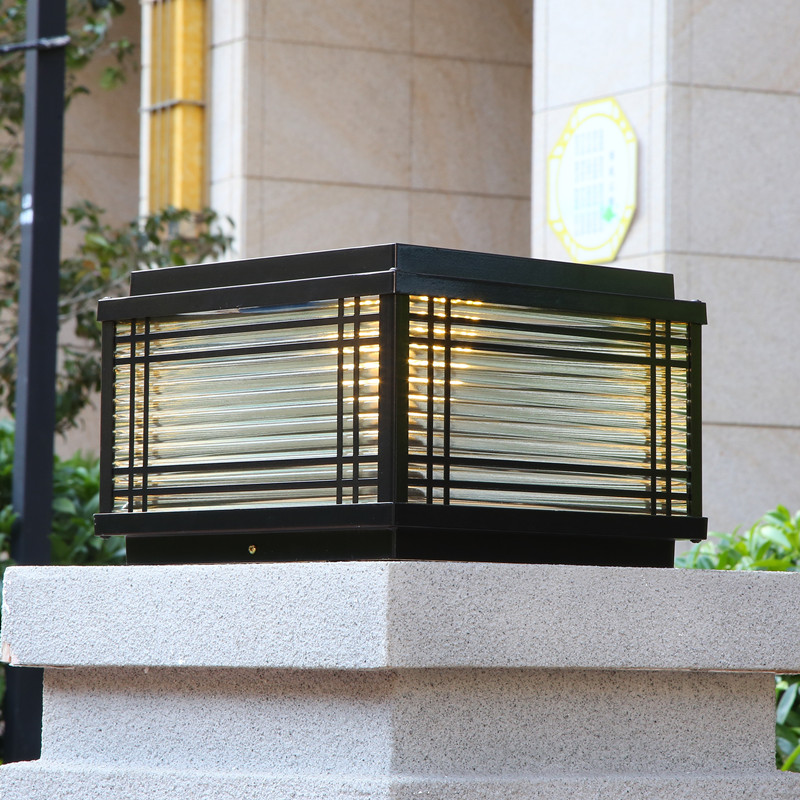 太阳能柱头灯户外庭院灯现代防水别墅围墙花园立S柱子灯墙头门柱