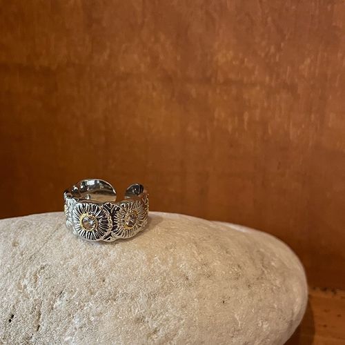 Always 高级感时尚r气质小雏菊镶嵌锆石开口戒指个性食指戒指环女