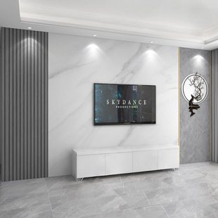 电视背景墙竹木纤维集成墙板简约仿格栅客厅沙发影视墙护板碳晶板