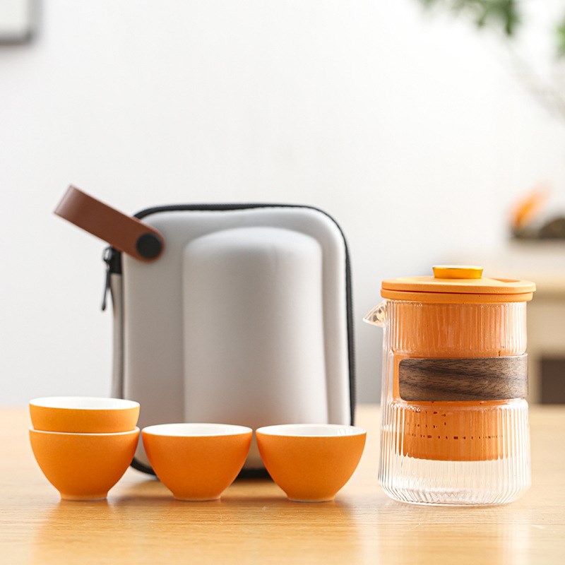 旅行茶具玻璃陶瓷快客杯便捷式酒店出差商务户外旅U游随身茶壶茶