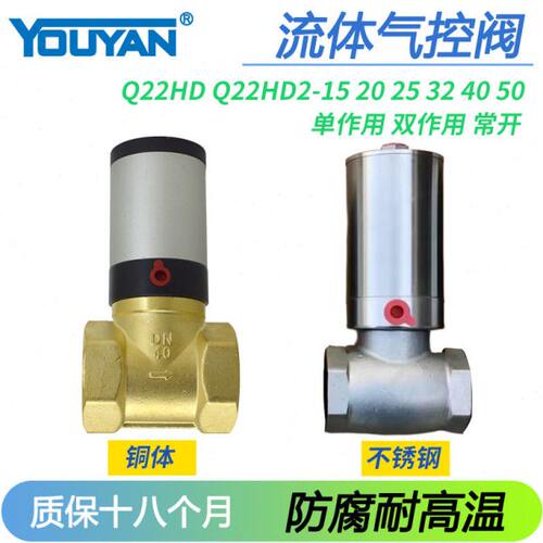 Q22DH耐高温Q22HD流体20双25单作用32真空40气控阀50不锈钢15防腐