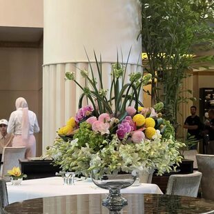 大宽口径玻璃花瓶矮花盆餐厅大厅桌面插花器