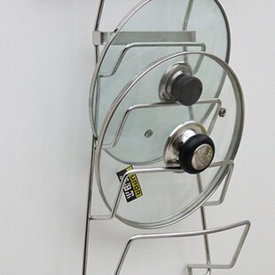 厨房不锈钢五金挂件挂杆墙上壁挂式带接水盘锅盖架收纳多功能家用