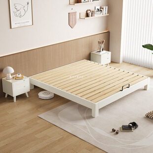 无床头床白色全实木排骨架榻榻米无靠背床定制小户型儿童床