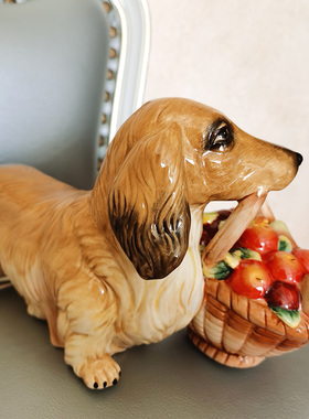 陶瓷腊肠a狗摆件动物摆设茶几电视柜酒柜书房家居装饰品铲屎官的