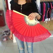 二级扇子中国民族民间舞等级考级道具八寸小红扇儿童真丝舞蹈练习