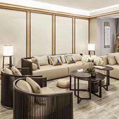 2024新中式 布艺沙发酒店民宿家具定制 禅意实木沙发极简客厅新款