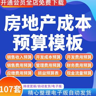 房地产酒店物业管理项目投资前期开发成本估算测算分析表格模板