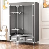 布衣柜家用卧室钢架加粗加厚简易单人布艺衣橱拉链封闭抽屉收纳盒