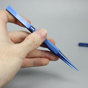 手机维修指纹飞线镊子 钛合金显微0.15mm细尖显微镜用直弯镊 加长