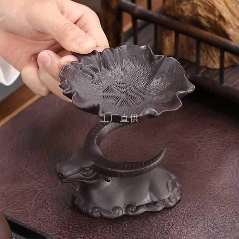 紫砂茶漏创意茶滤功夫茶具配件陶瓷过滤网斗茶隔托倒茶牛茶宠摆件,餐饮具,茶滤,淘宝优惠券,粉丝福利购,淘宝优惠卷