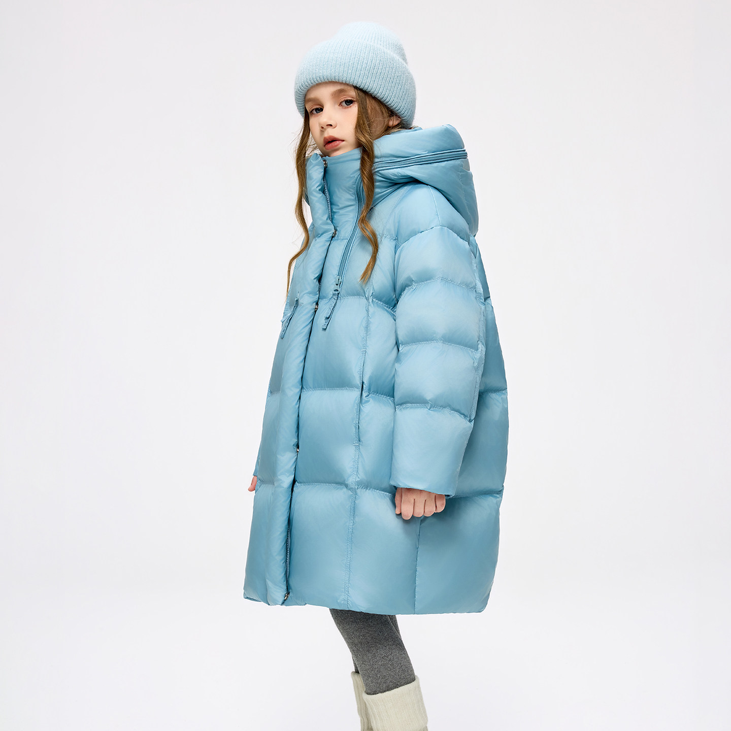 3QR女大童中长款儿童羽绒服