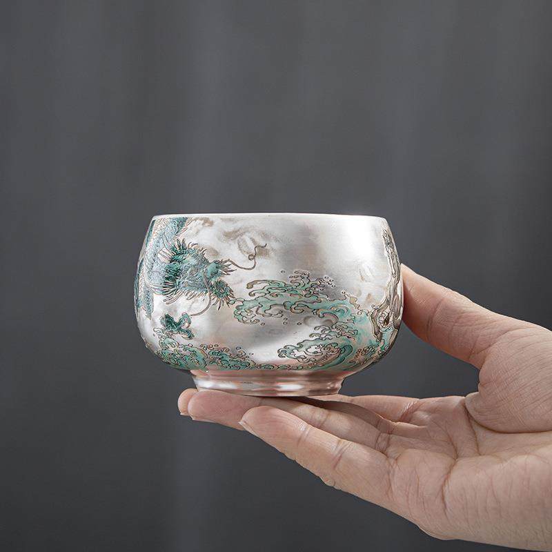 纯鎏银茶杯创意国潮茶杯节日礼品单杯陶瓷茶碗文创品茗主人杯礼盒,餐饮具,茶杯,淘宝优惠券,粉丝福利购,淘宝优惠卷