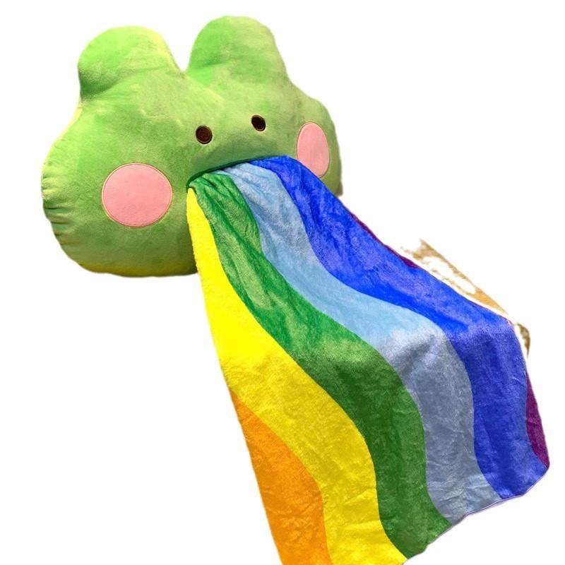 蛙呕抱枕毯两用二合一午休被办公室空调毯靠垫呕吐彩虹蛙午睡毛毯,居家布艺,抱枕被,淘宝优惠券,粉丝福利购,淘宝优惠卷