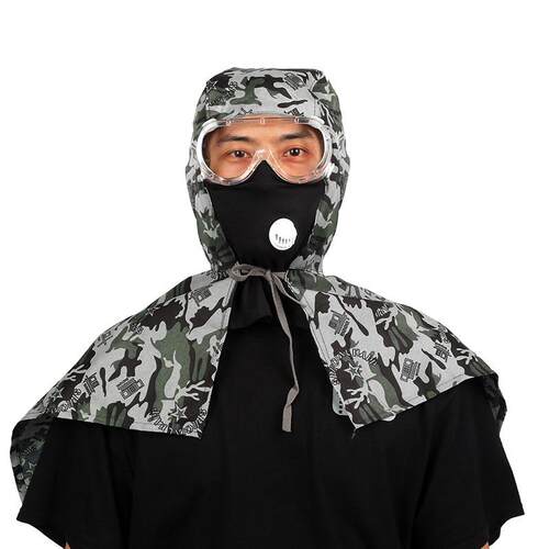 牛仔披肩帽 防尘风帽 牛仔工作帽 牛仔布带绳披风帽劳保