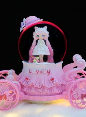 创意公主马车水晶球卡通洛丽塔女孩飘雪花八音盒女生节日礼品
