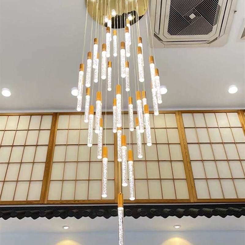 复式楼大吊灯现代别墅跃层挑高挑空客厅灯具lNoft公寓复式楼梯吊