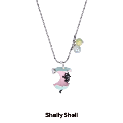 Shelly Shell苹果猫项链 小众设计时尚高级简约
