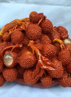 荔枝芙蓉石仿寿山石摆件新中式家居玄关客厅电视柜工艺品桌面装饰