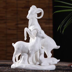 三阳开泰陶瓷羊工艺品摆件十二生肖属相领头羊招财客厅玄关装饰品