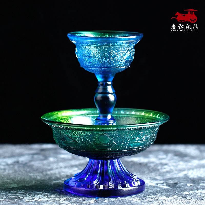 琉璃护法杯e八吉祥的法器藏式供杯供佛修禅摆件家居供奉寺院供台