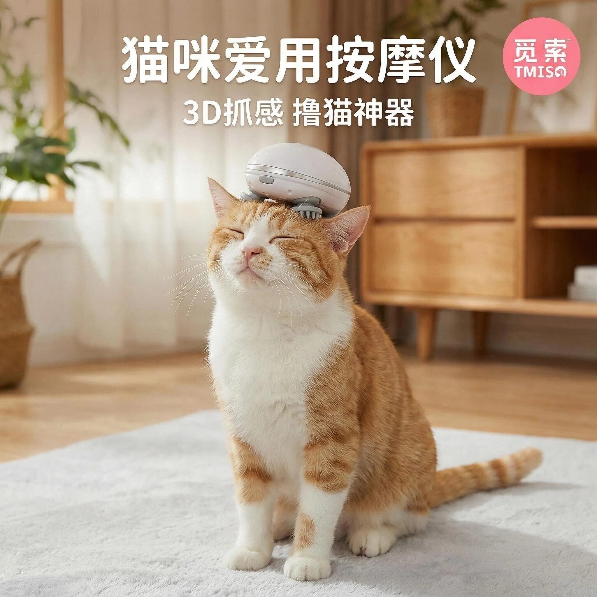 觅索TMISO猫咪按摩器3D抓感撸猫神器猫形按摩器头部按摩仪
