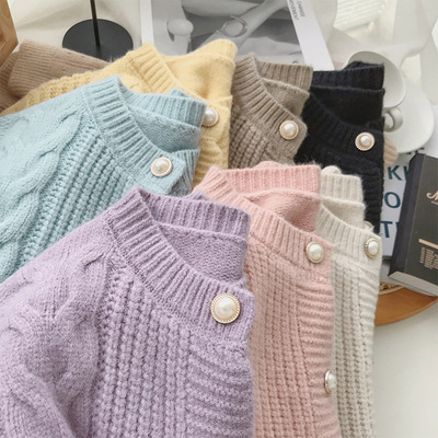 复古麻花毛衣女春秋季202