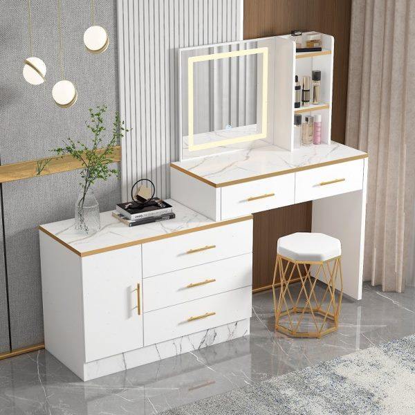 轻奢梳妆台小型简约现代化妆台桌收纳储物电视柜一体卧室组合柜桌,住宅家具,梳妆台/桌,淘宝优惠券,粉丝福利购,淘宝优惠卷