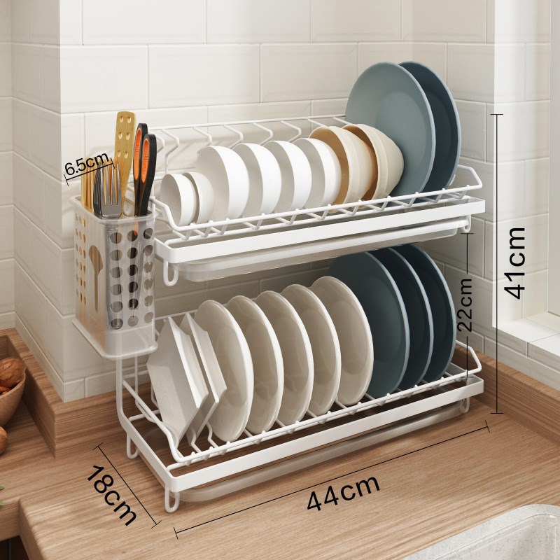 不锈钢304双层小型碗q碟架晾放碗盘筷子沥水架家用厨房置物架台面