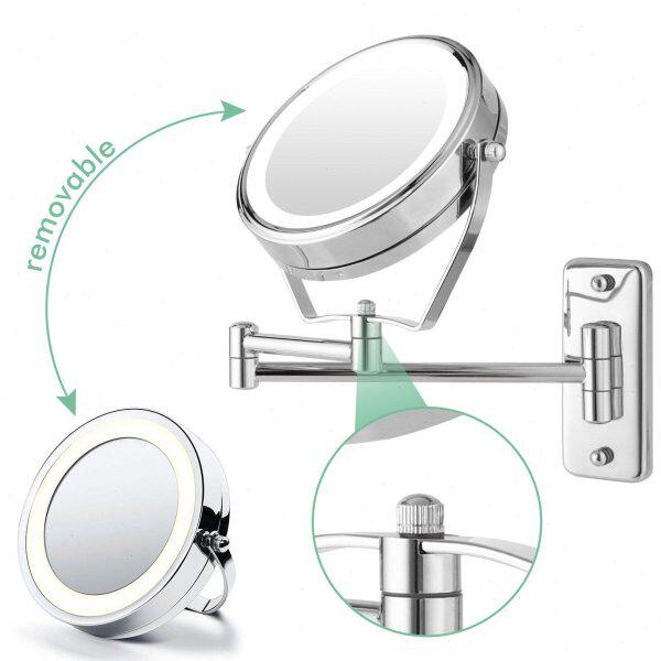 壁挂带灯化妆镜双面折叠镜子　挂墙梳妆镜欧式放大LED美容镜两用